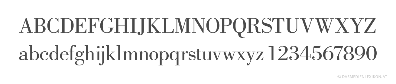 Die »Bodoni« gehört zu den bekanntesten Schrifttypen des Klassizismus. Der Gesamteindruck wird geradezu als geometrisch beschrieben. Bodoni